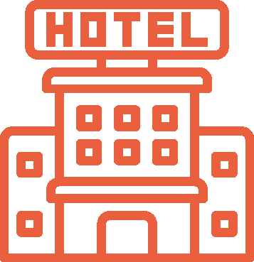 Hotel icon in orange 